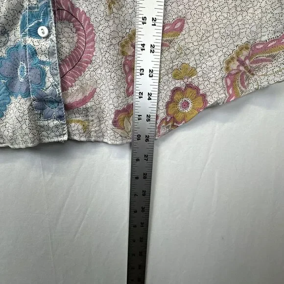 NWOT Cino Sundance Crinkled Pearl Button Shirt Peacock funky festival boho - L - Picture 5 of 11